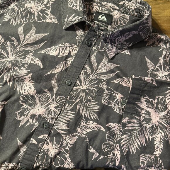 EUC Quiksilver Hi Sunset Summer Floral Button Down‎ Shirt Size Mens XL Hawaiian - Picture 1 of 4